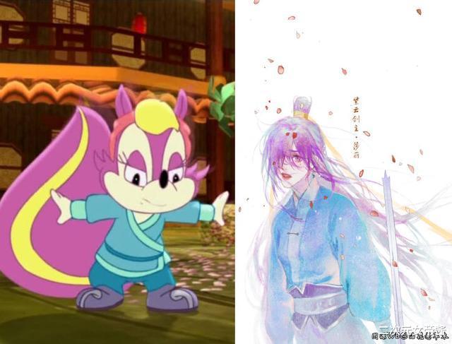虹猫蓝兔|古风的《虹猫蓝兔》拟人化，大奔潇洒帅气，蓝兔是长发仙女