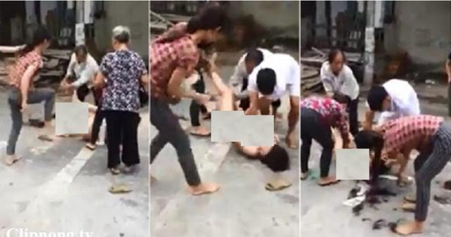老婆带人当街手撕小三!小三被脱光衣服剃光头发当街示众