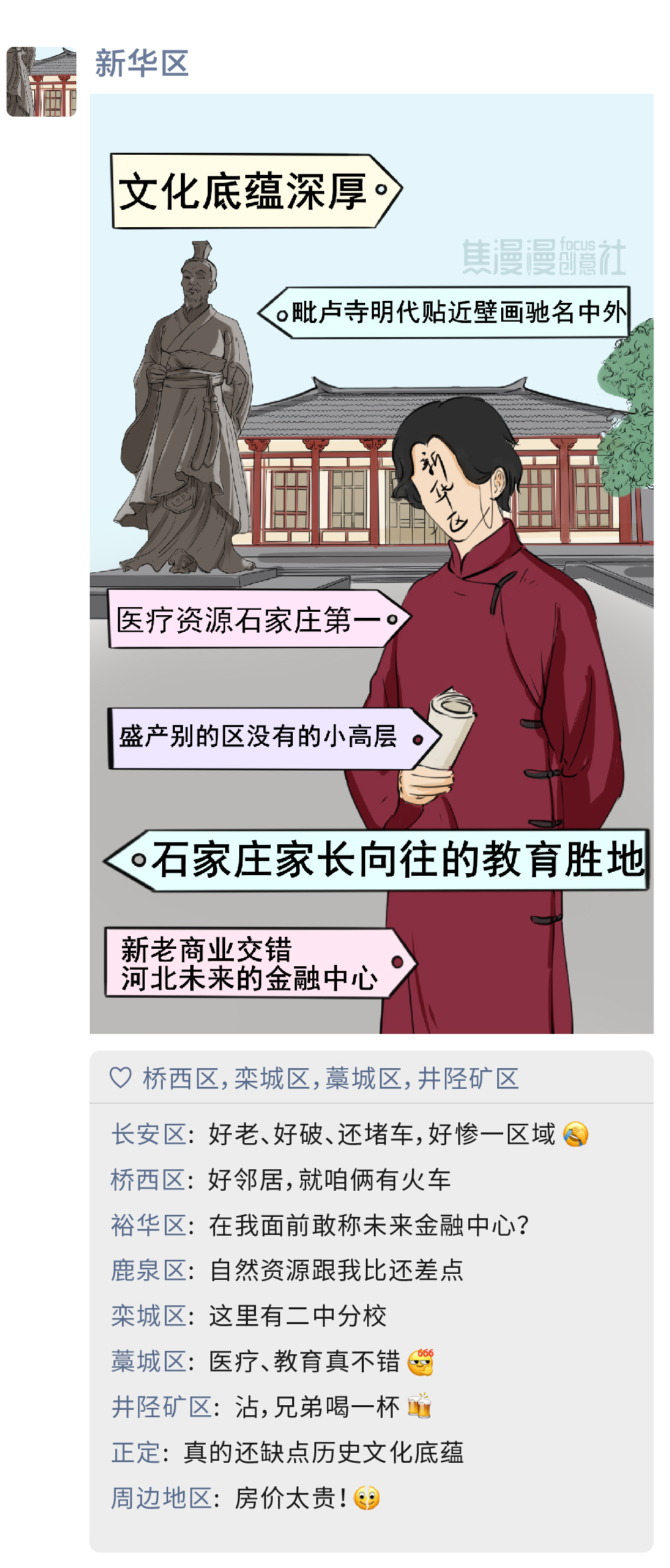 焦漫漫创意社 如果石家庄各区有朋友圈……