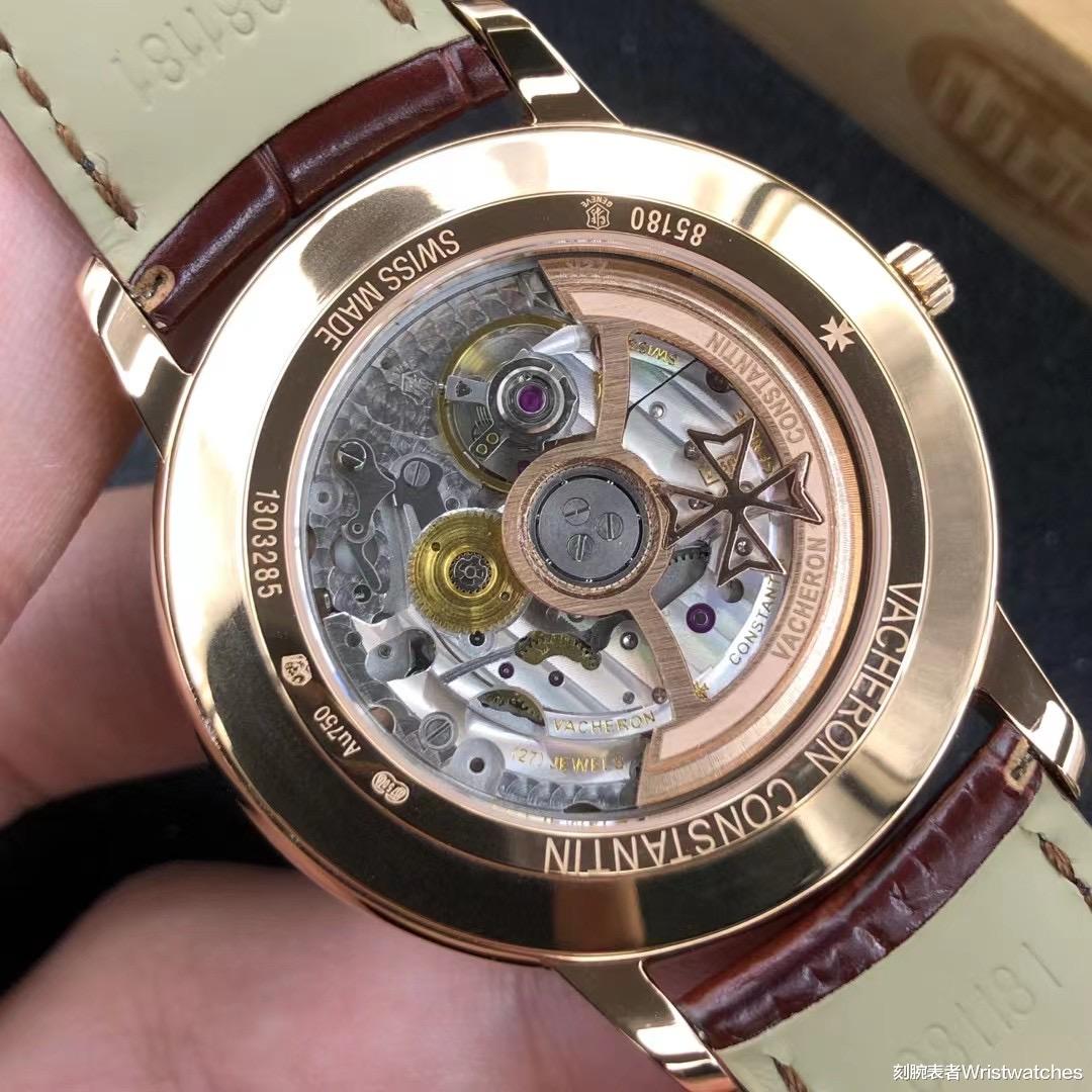 刻腕表者Wristwatches|MKS厂江诗丹顿8518复刻表玫瑰金白盘对比正品简评！