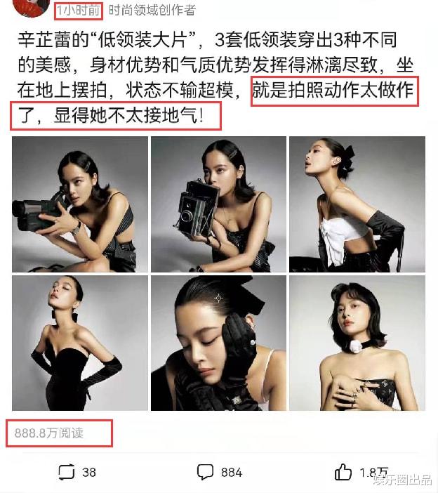 辛芷蕾|辛芷蕾的“低领装大片”走红，1小时阅读量800万，拍照动作惹争议