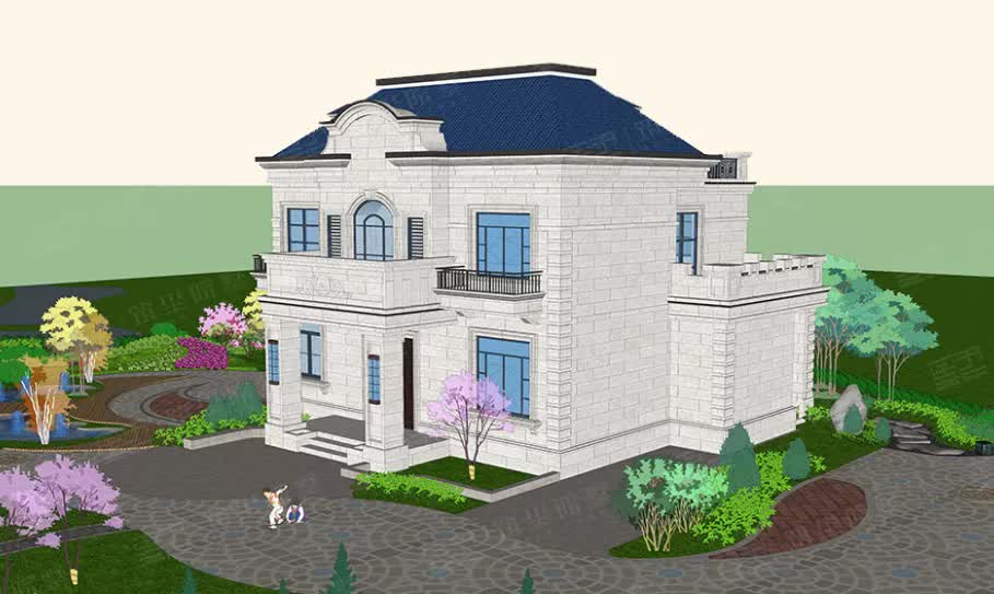 |7室2厅实用布局，“高颜值”新法式风格别墅，建一栋人人夸赞