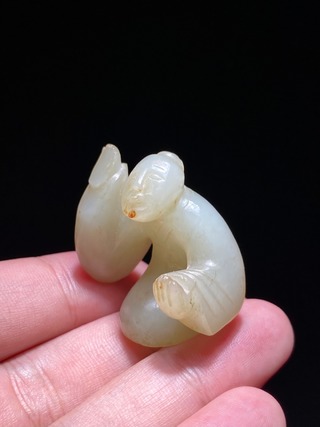|汉 和田玉籽料 白玉 圆雕 玉人