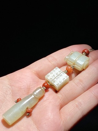 和田玉籽料|和田玉籽料 白玉 辟邪三宝 串饰