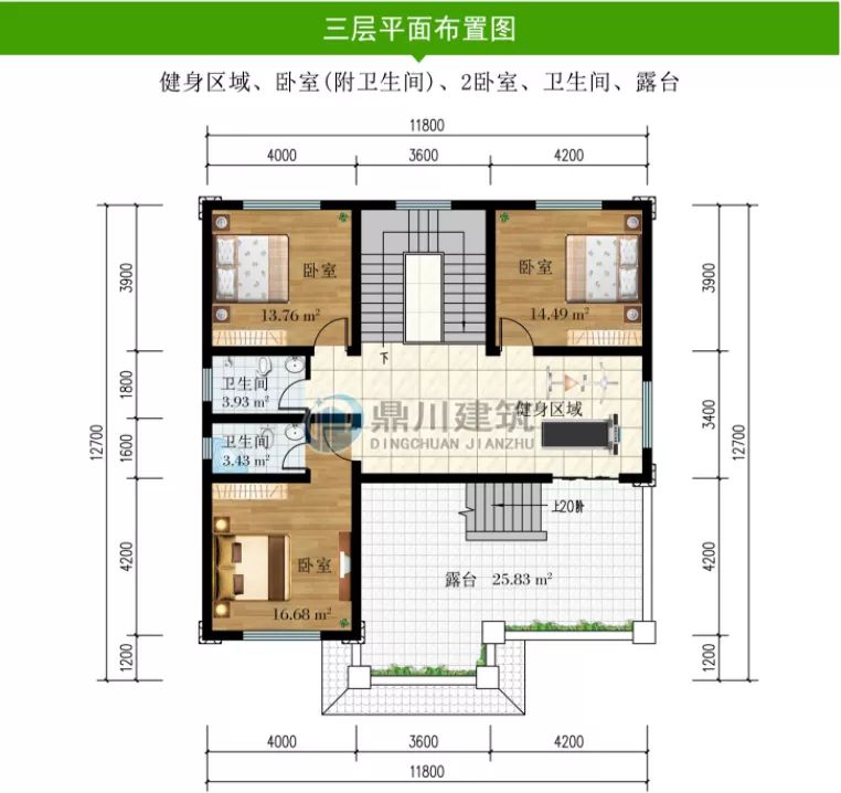 3款平屋顶农村别墅,有阳光房,带凉亭,施工简单