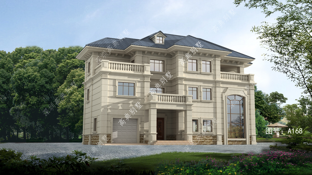 金木水火土别墅设计|养眼的欧式三层别墅，不仅造价经济，设计还唯美典雅。