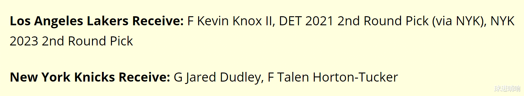 湖人队|各取所需！2换3交易方案出炉，湖人喜迎9号秀，尼克斯如愿得塔克