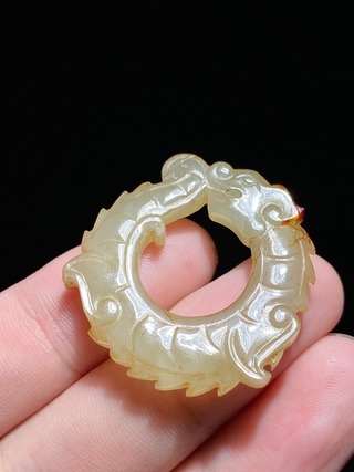 和田玉籽料|明 和田玉籽料 龙纹 玉珮 挂件