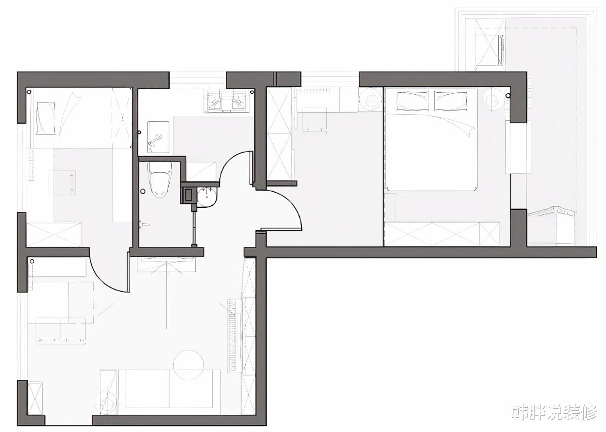 我对家的期盼，都藏进这60㎡的小蜗居当中，面积不大功能却很齐全