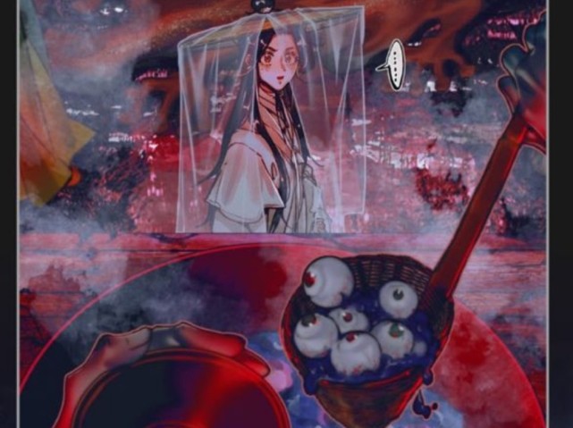 谢怜|《天官赐福》漫画鬼市场景公布,惊悚吓人,谢怜再次女装示人