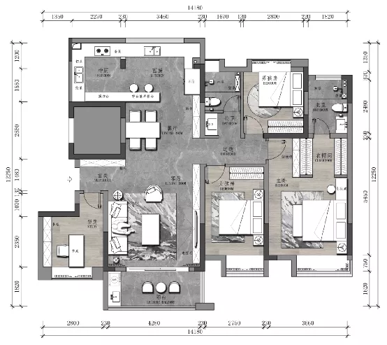 设计师|148㎡现代轻奢风,黑白灰咖的高级精致生活!