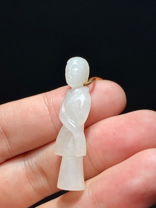 和田玉籽料|明以前 熟坑 和田玉籽料 羊脂白玉 玉人 挂件