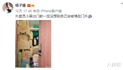 杨子姗|杨子姗分享孕期日常，疯狂购物快递堆成山，老公被堵走廊口进不来