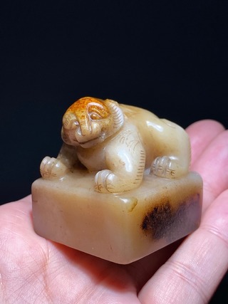 和田玉籽料|汉 和田玉籽料 白玉 熊钮 玉熊 玉印 玉印胚