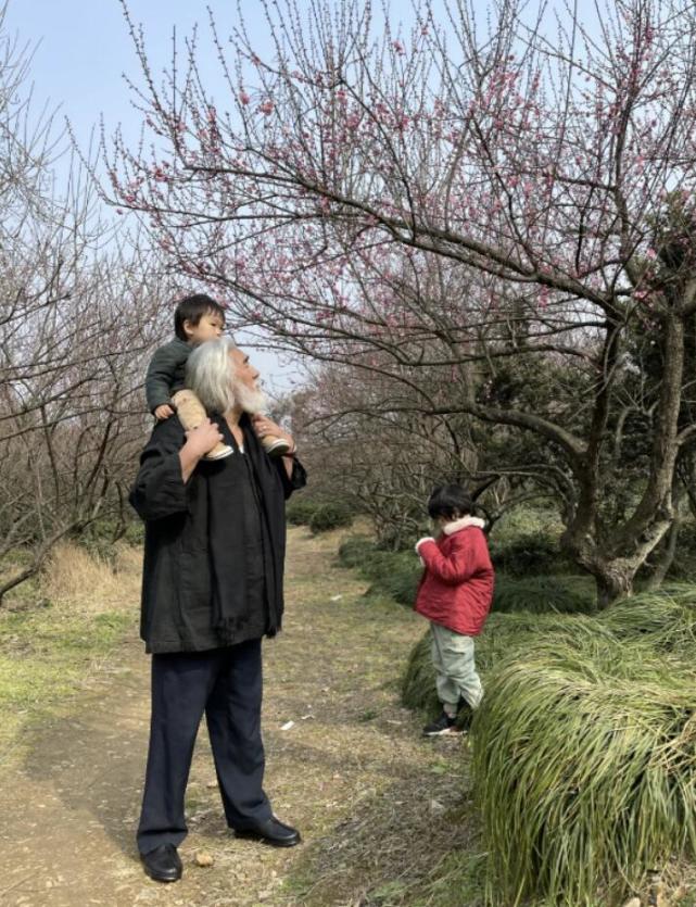杜星霖|张纪中一家五口赏梅花，杜星霖怀抱半岁女儿，夫妻甜蜜对视秀恩爱
