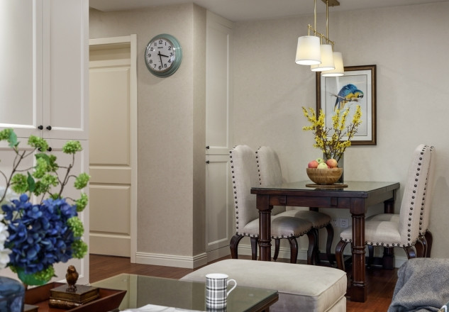 |97平美式小三房设计，餐厅小巧精致，美式情调尽显