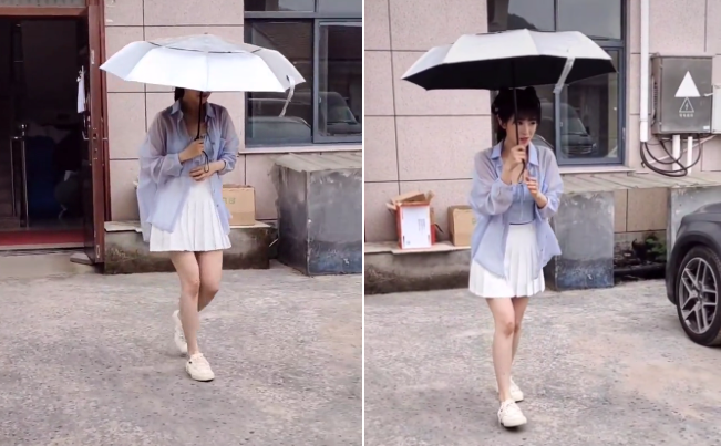 张含韵|张含韵被多名男代拍拍裙底！一脸害怕卑微屈膝，求对方不要蹲下