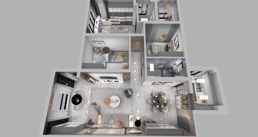 115平轻奢混搭风,这里有你们喜欢的厨房和卫生间,阳台才是亮点