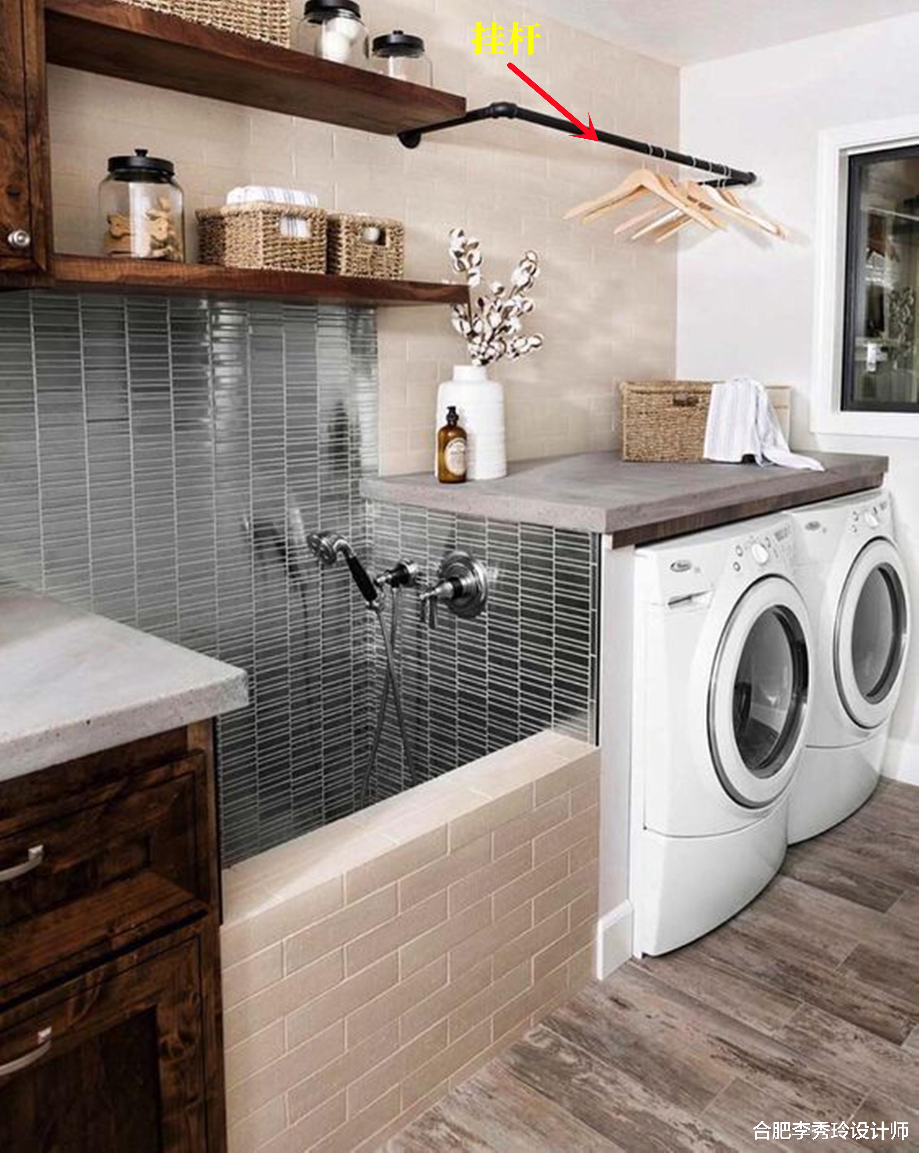 洗衣机烘干机并排放，上方面积空出来不香吗？晾晒、收纳绝对实用