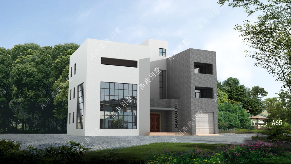 |带车库的现代别墅设计，居住舒适，适合农村自建。