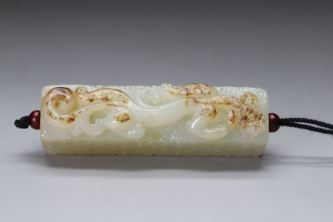 和田玉籽料|舊藏和田玉籽料“枣红皮 螭龙勒子”