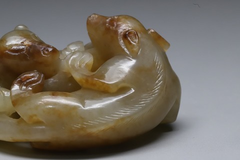 |和田玉籽料“招财双犬”