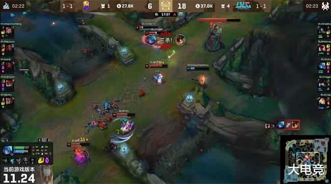 edg战队|LOL-德杯：Doggo女警对线拿一血打穿下路，BLG速战速决横扫HYA！