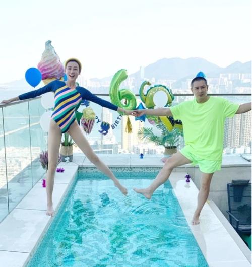 蒋丽莎|蒋丽莎穿丁字连体泳衣饱满火辣，陈浩民: 5年4剖，她太能生了