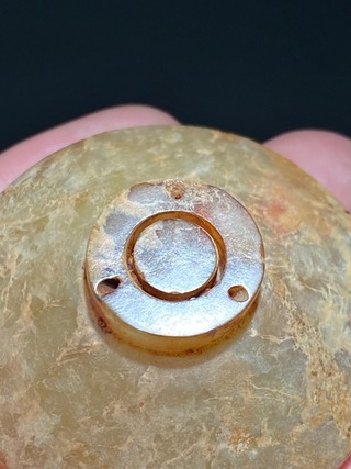 和田玉籽料|汉 和田玉籽料 勾连纹 谷纹 剑首 剑饰 把件