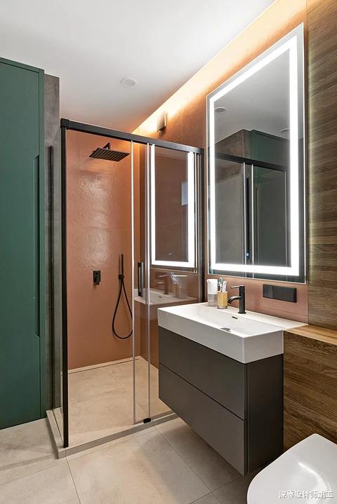 深色调点缀60㎡小资空间, 玄关搭配木格栅, 演绎沉稳质感之美