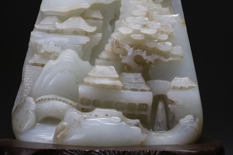 |?舊?藏 : 和田玉“松下山水亭台”山子