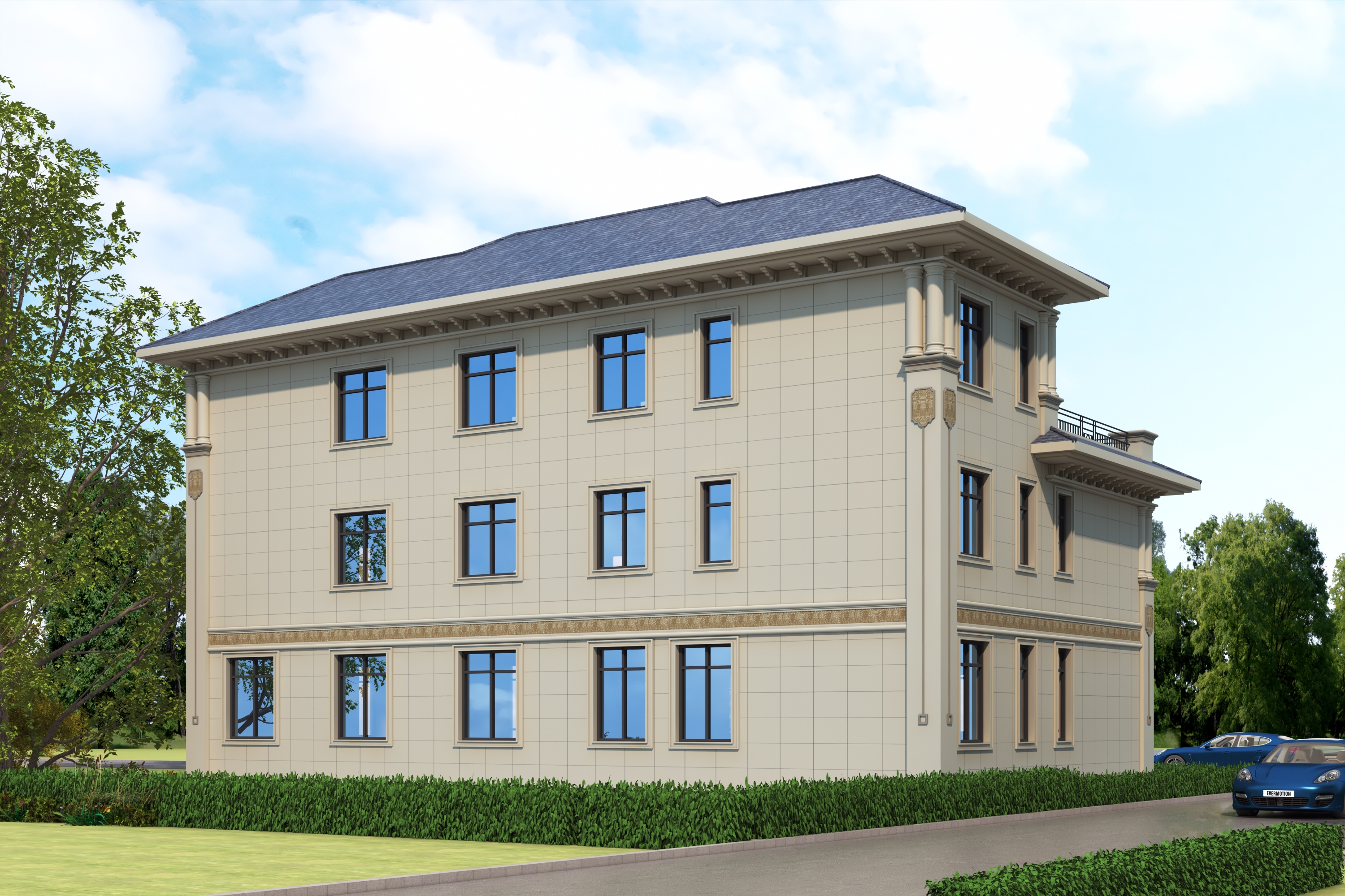 |欧式三层双拼住宅，有私密空间也方便走动