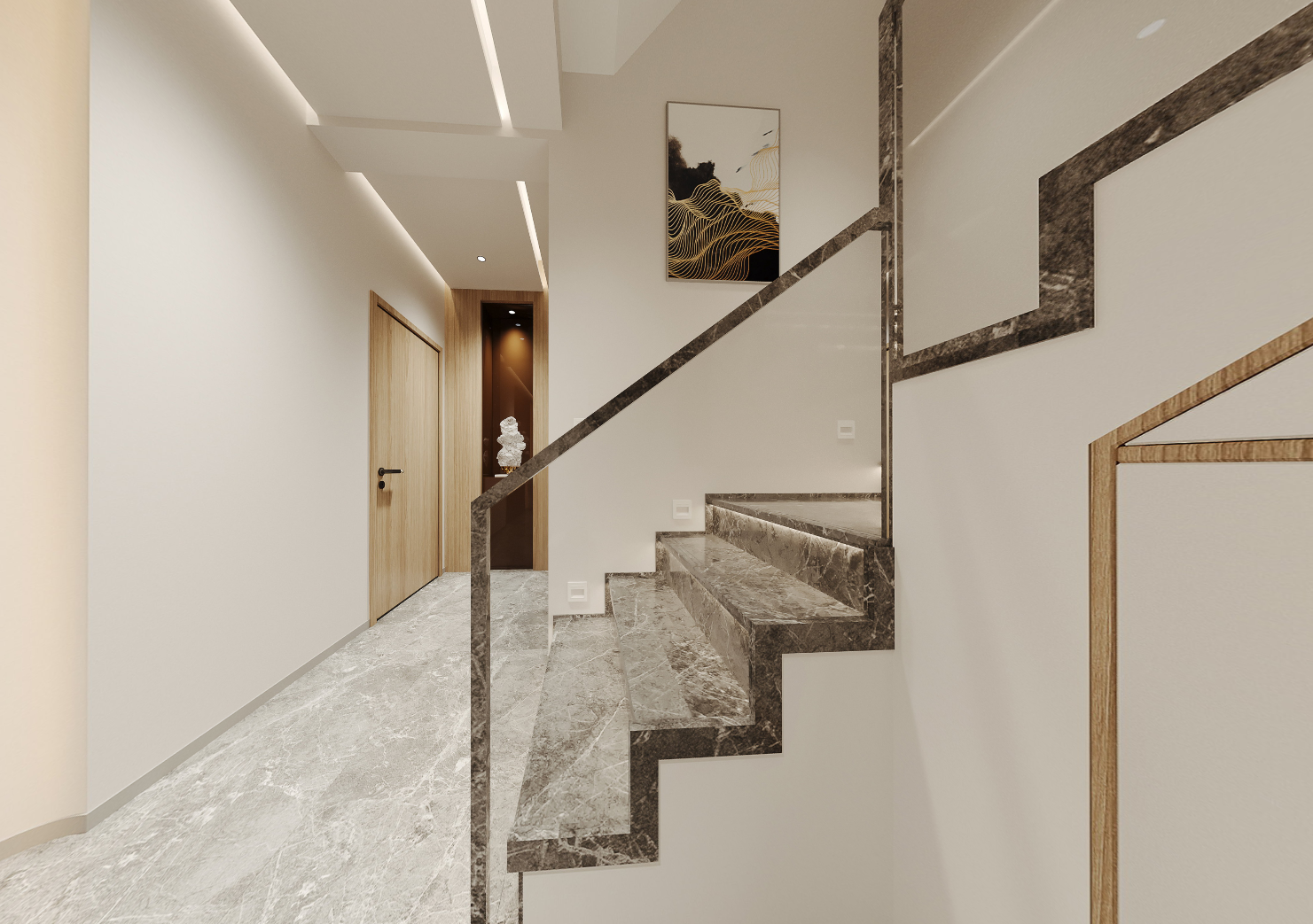 鲁班|【鲁班装饰】半山御府410m2现代风格 生活的宁静