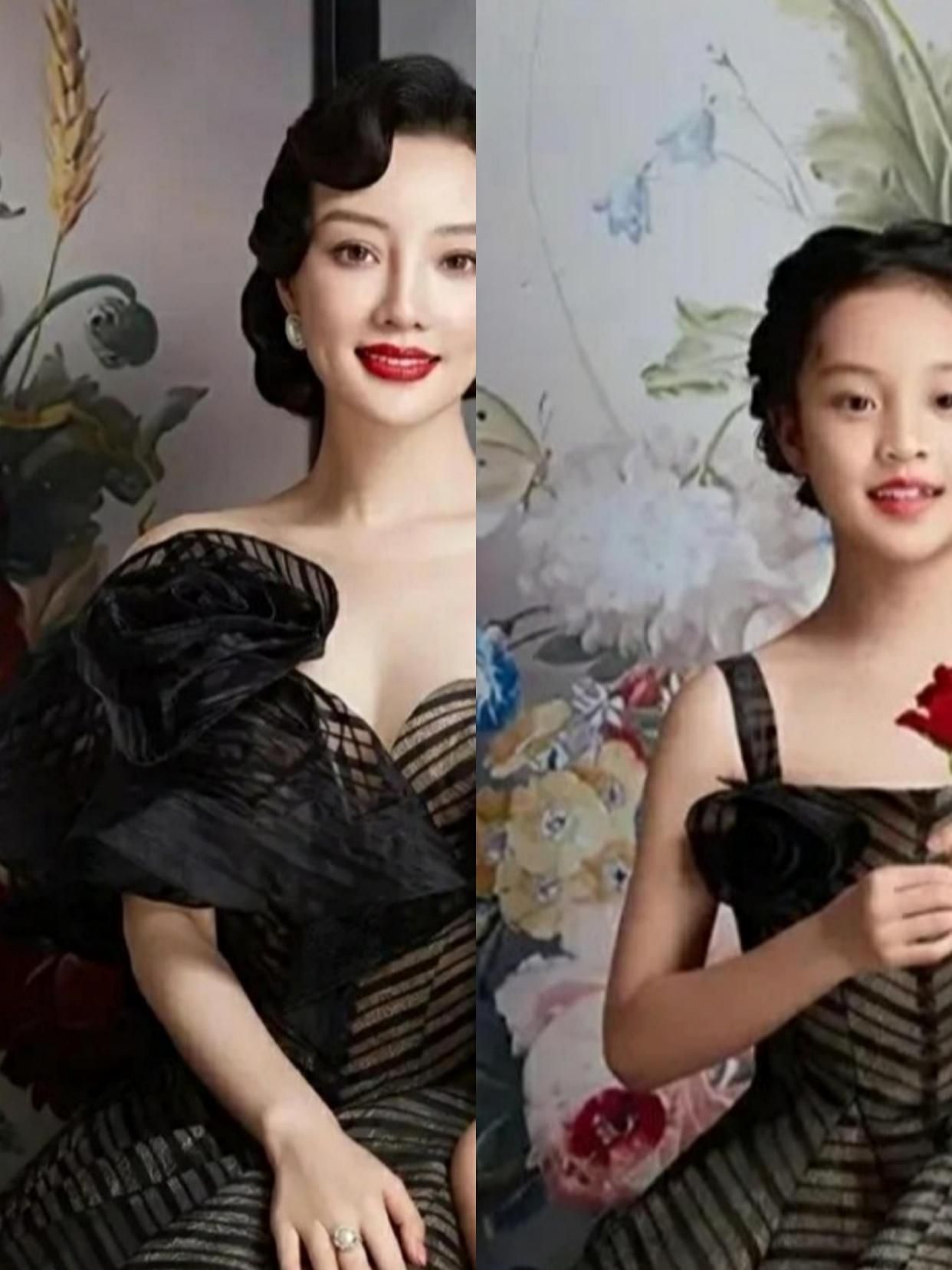 潮帮先生 李小璐带女儿拍写真，穿纱裙配卷发像贵妇，9岁甜馨眉眼太像爸爸