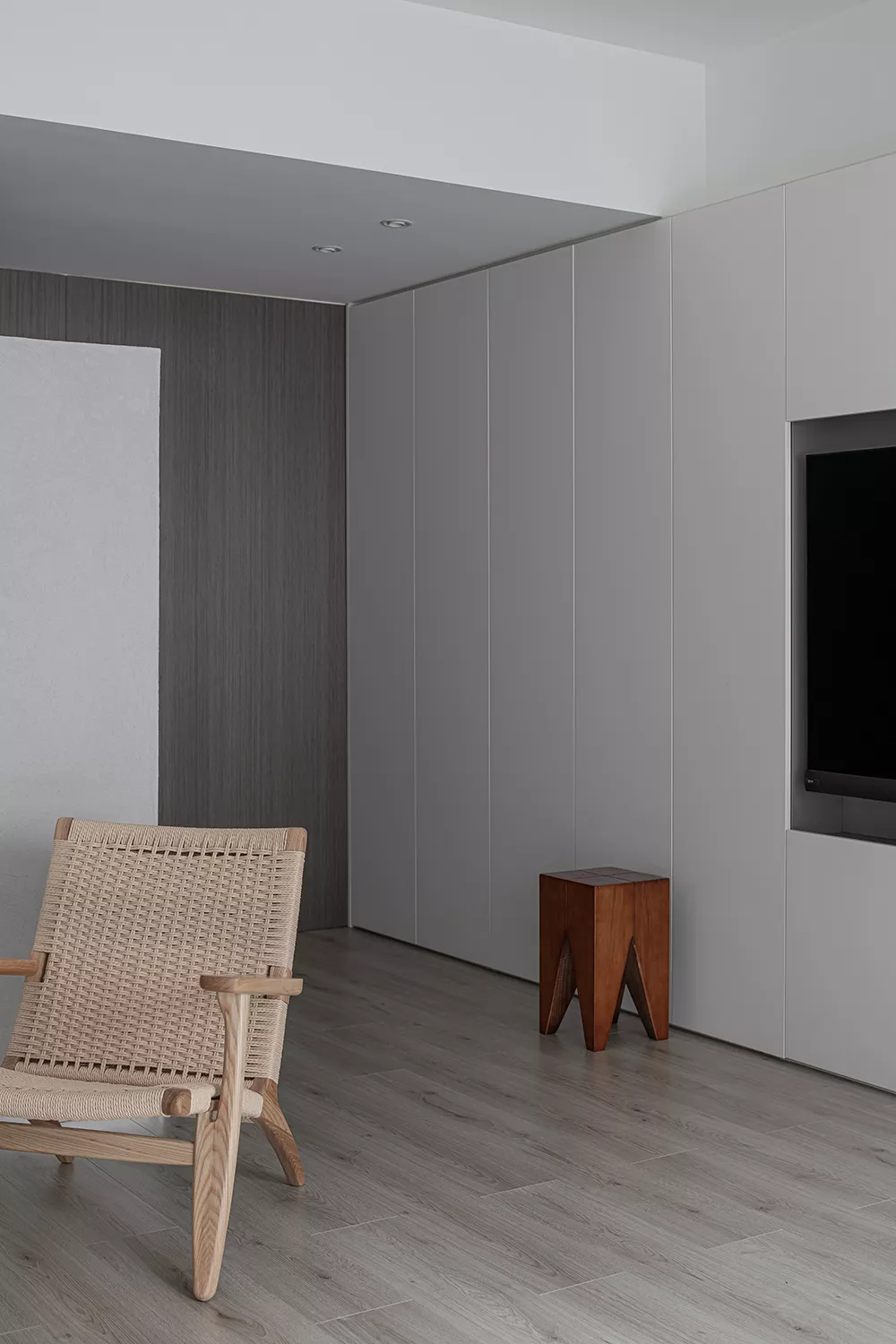 98㎡极简风的家,全屋高级灰+原木风,格调十足!