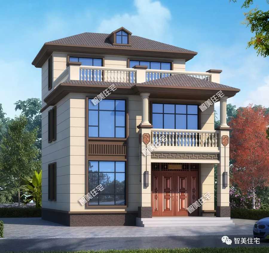 |3款小面宽设计的新中式别墅，30万左右建新房，这几栋都合适！