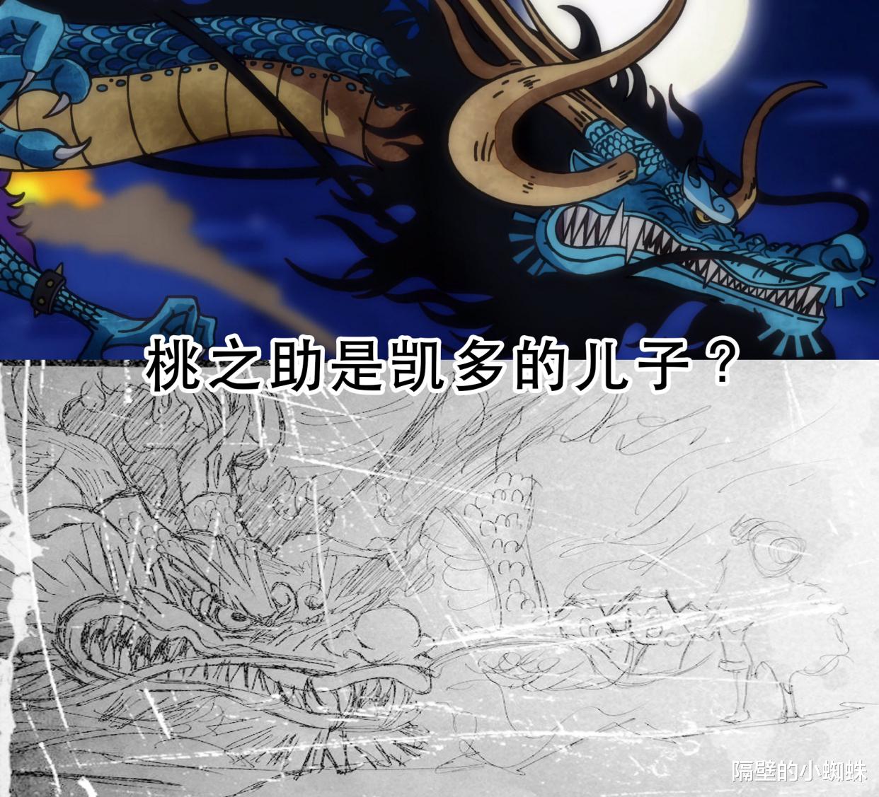 凯多|海贼王1023话：桃之助变成28岁，龙形态跟凯多一模一样，御田被绿