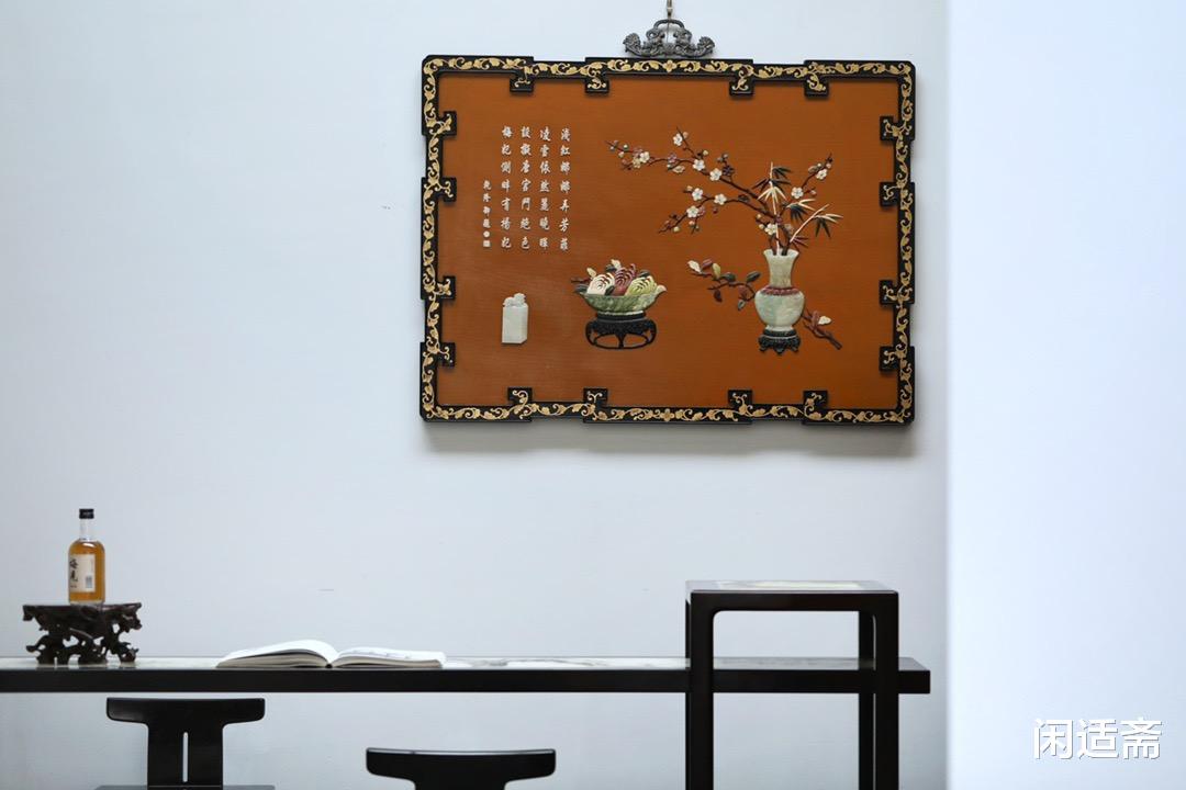 富丽文雅，百宝嵌吉祥清供图，文房厅堂装饰挂屏