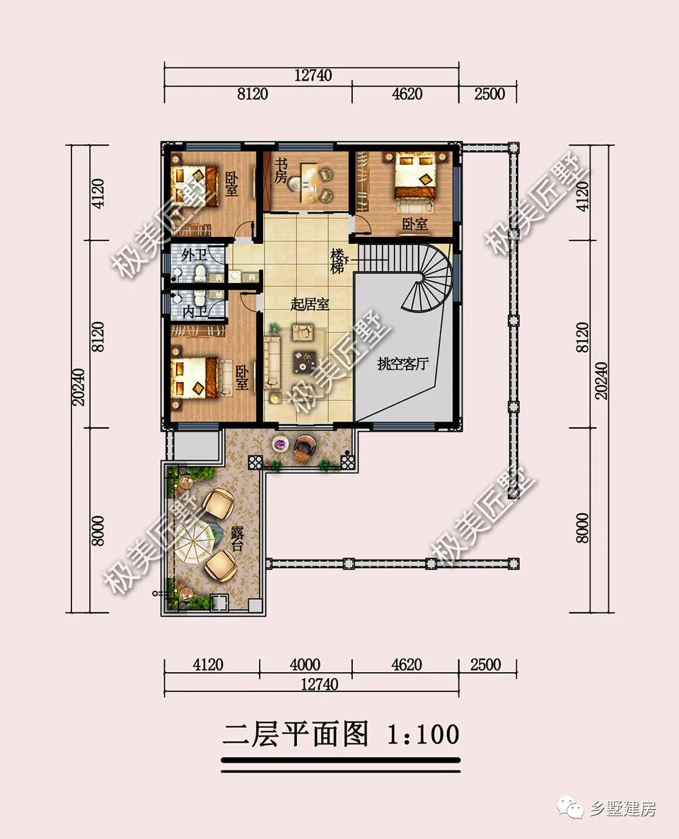 占地12.74X20.24米，农村建房不用愁，简欧风格最适合
