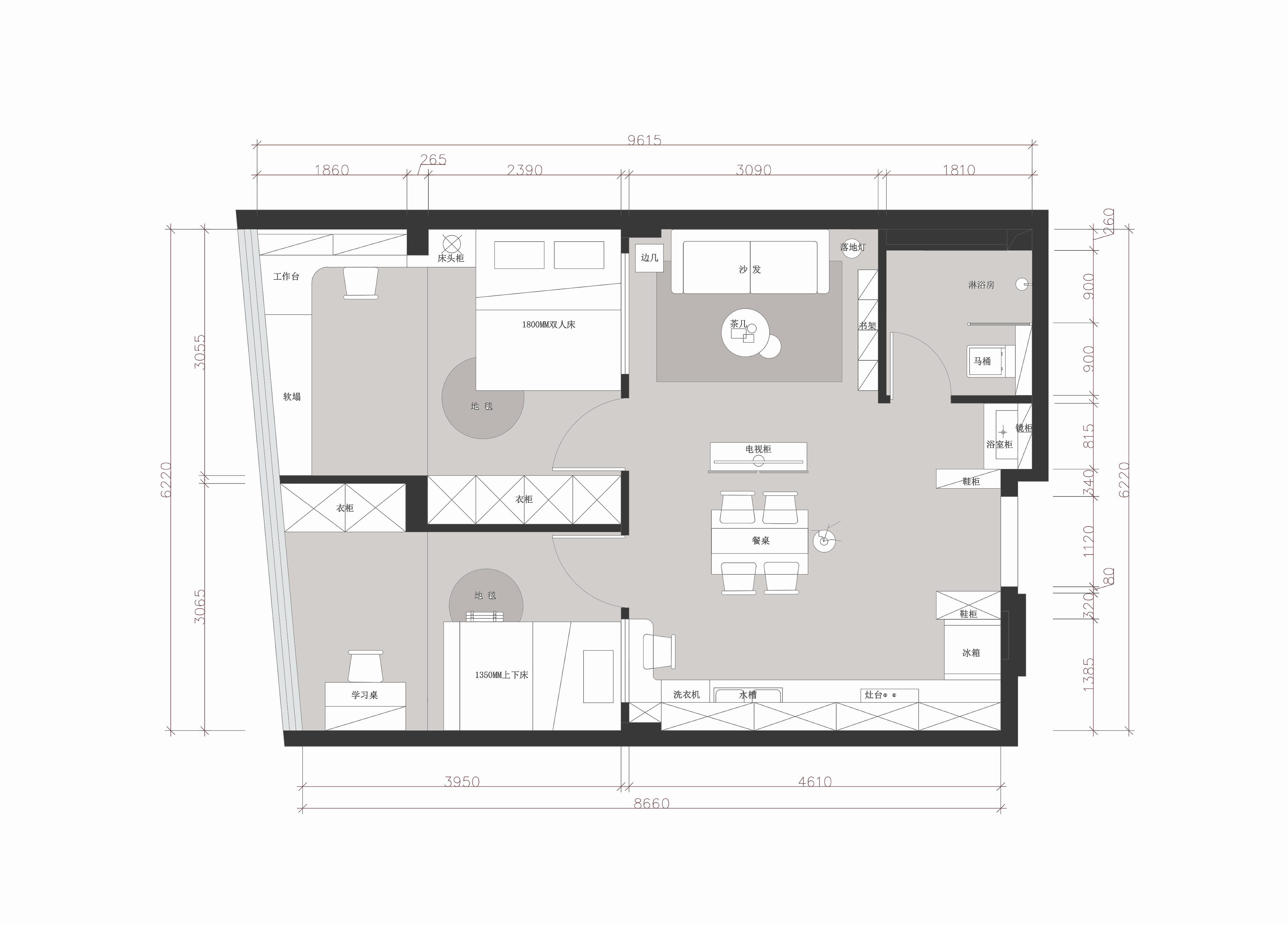 惠泽设计|60㎡两居空间巧布局,功能强大现代时尚,住下3代4口不拥挤,佩服!