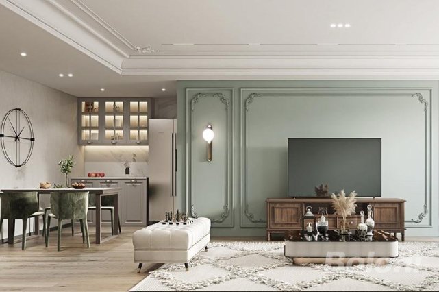 |125平简单朴素欧式三居室,相互呼应,使空间完整