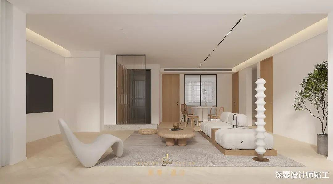 看看他家装修，奶咖色墙面搭配木饰面柜体，满满的轻柔感！