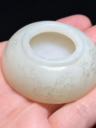 梅花|清道光 和田玉籽料 白玉 漱芳草堂 梅花诗文 水盂