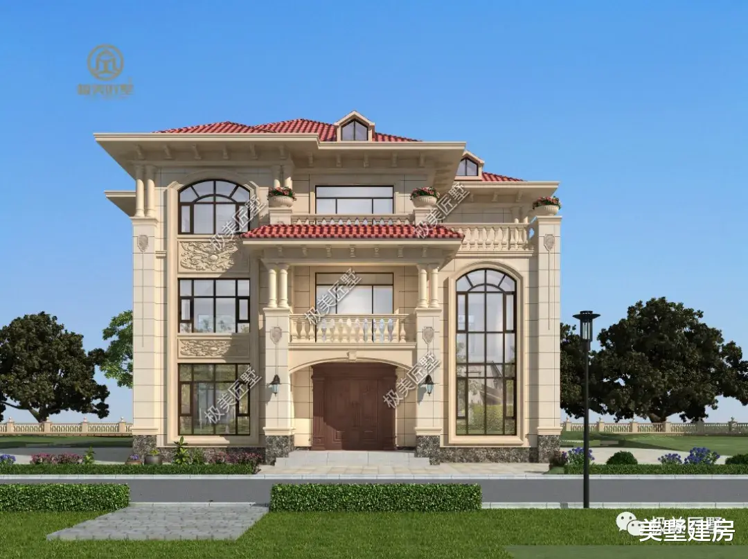 暖色调的三层欧式别墅,活泼可爱,占地二百平可建