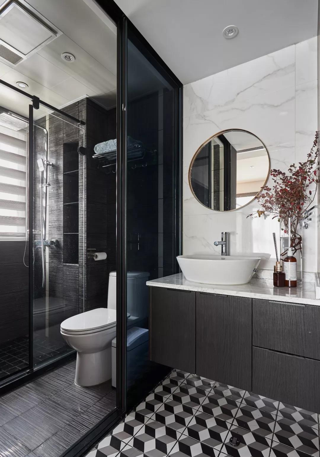 卫生间墙砖、地砖颜色搭配建议，别再只有“黑白灰”了，这样更美