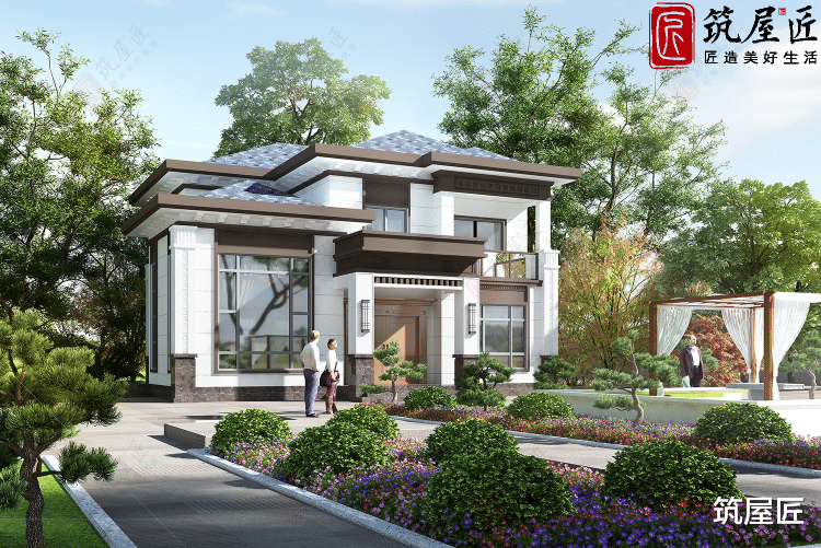 13×12米农村二层别墅设计，5室4厅1厨4卫，享受高品质农村生活