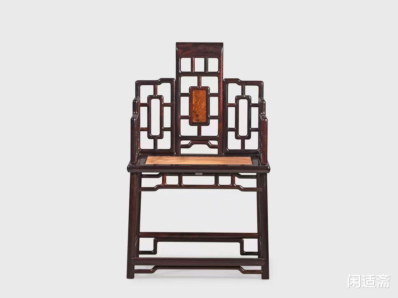 小叶紫檀|一把能撑得起场面的中式扶手椅,小叶紫檀,七屏卷书扶手椅