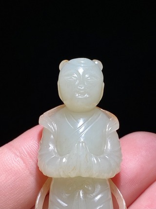 和田玉籽料|清中期 和田玉籽料 白玉 善财童子