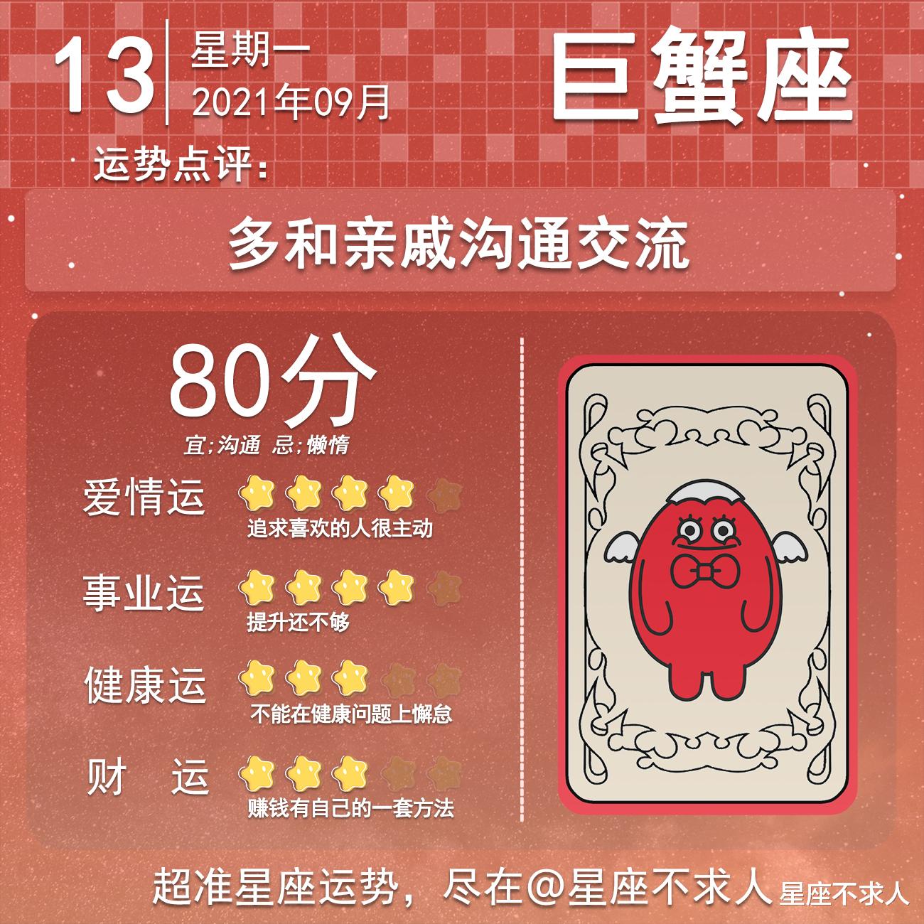 星座不求人|2021年9月13日运势