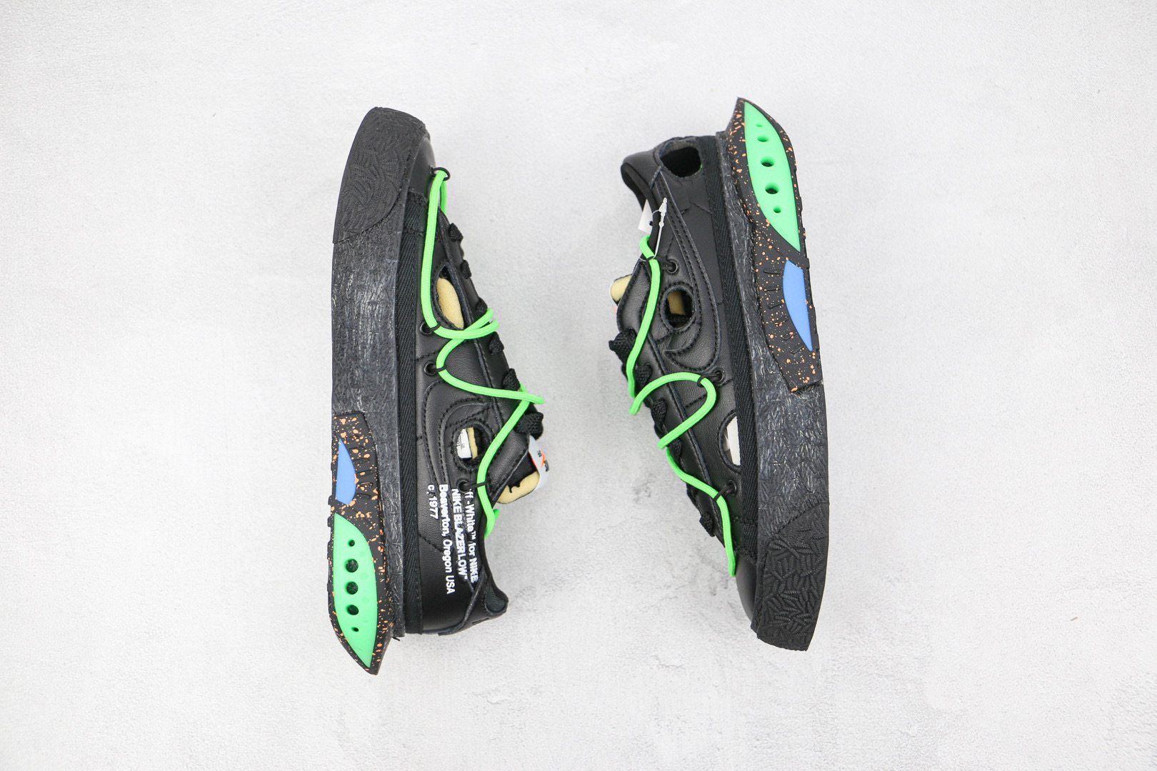 莆田鞋匠 开拓者 OW联名 黑绿绑带Off-White x Nike Blazer Low